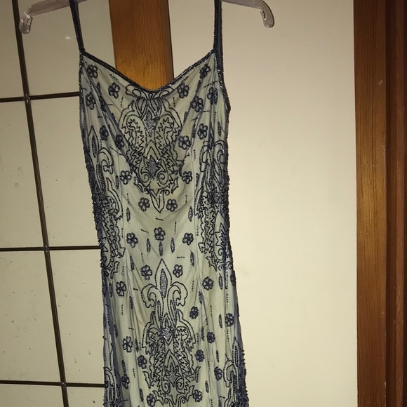 Navy Beaded Prom Dress - Picture 2 of 8